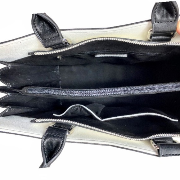 NWT Sassy Jones Charell Black and White Accordion Pleated Satchel - Picture 7 of 13